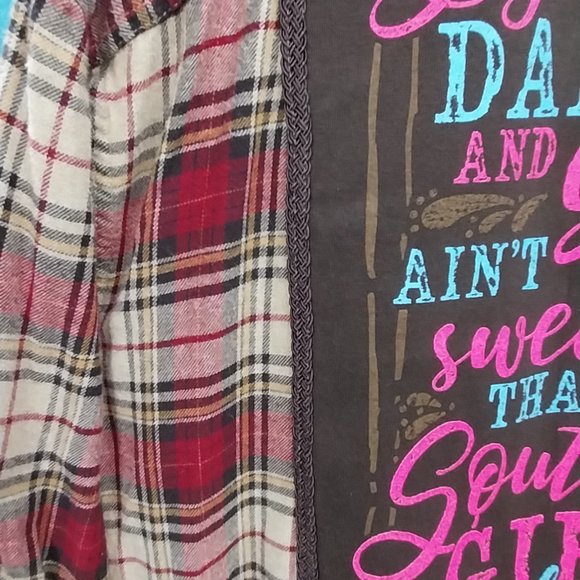 2714 Size XL Upcycled GH Bass, Southern Girls Drawl Button Down Shirt - Picture 3 of 6